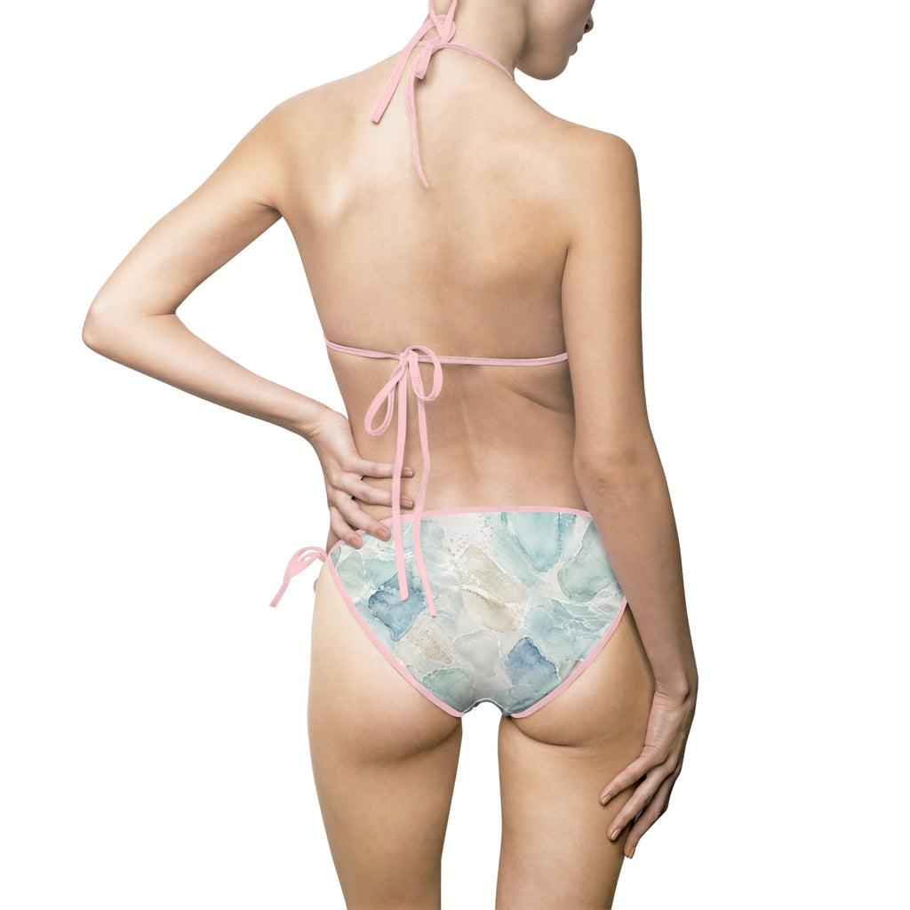 Sea Glass Watercolor Coastal Luxe Swim Set